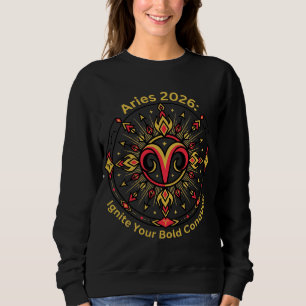 Aries 2026 Zodiac Mandala   Bold Fire Sign Astrolo Sweatshirt