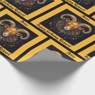 Aries Add Name Birthday Zodiac Gift Wrapping Paper