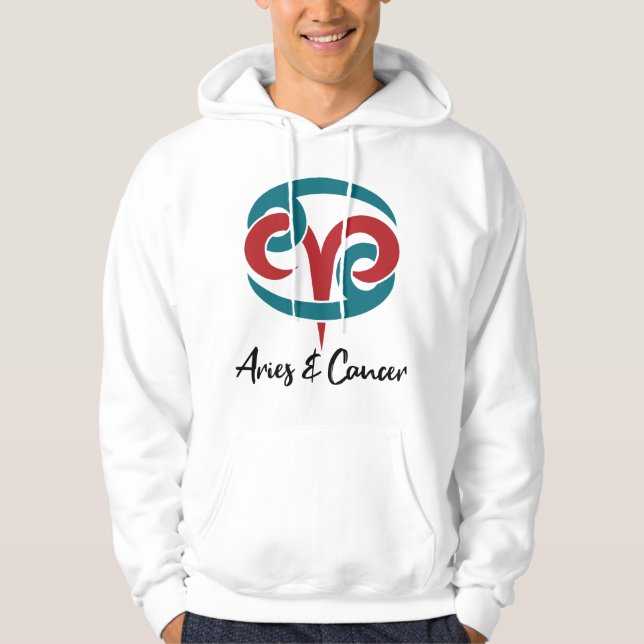 Aries and Cancer Zodiac Couple Horoscope Hoodie (Front)