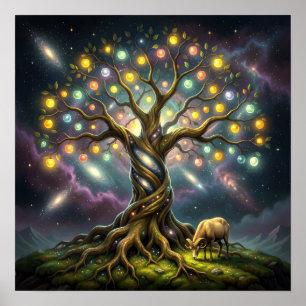 Aries and Tree of Life Among Stars and Galaxies Poster