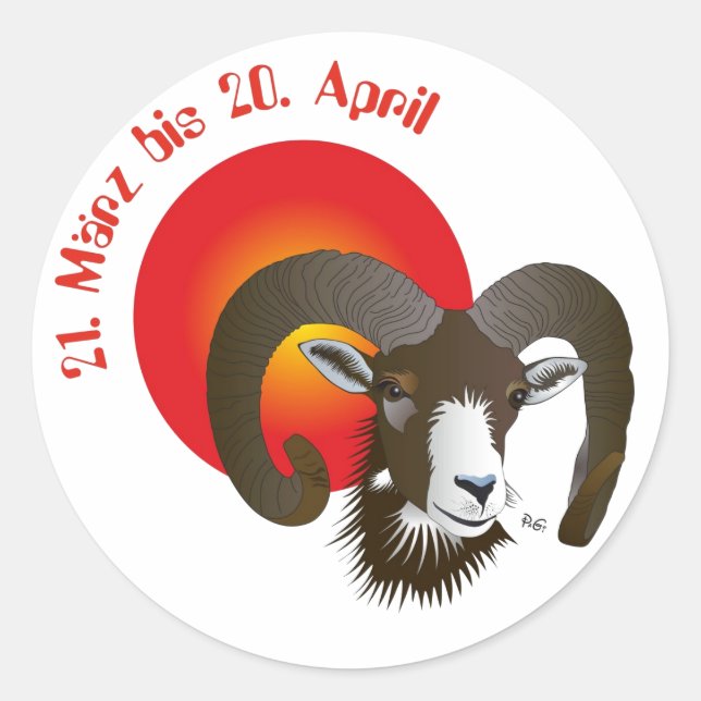 Aries - Animal label sticker (Front)