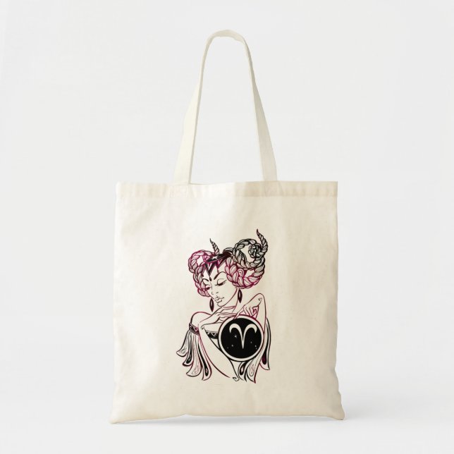 Aries Art Deco Lady Tote Bag (Front)