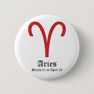 ARIES ASTROLOGIC SIGN, SYMBOL ZODIAC 6 CM ROUND BADGE