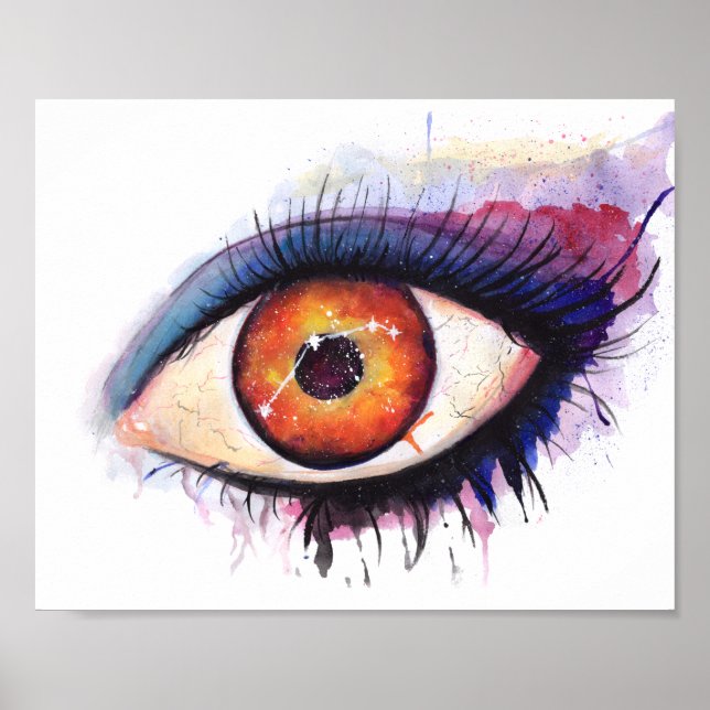 Aries Astrological Sign Watercolor Eye (Front)