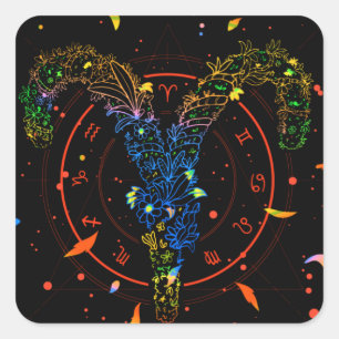 Aries Astrological Symbol Design Square Sticker
