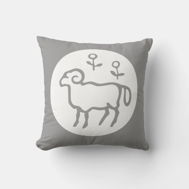Aries astrology on grey pillow (Front)
