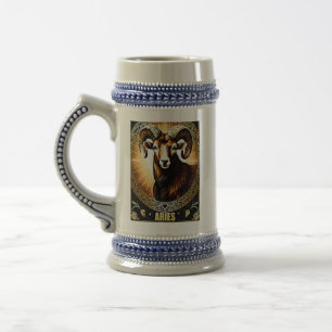 Aries astrology sign beer stein