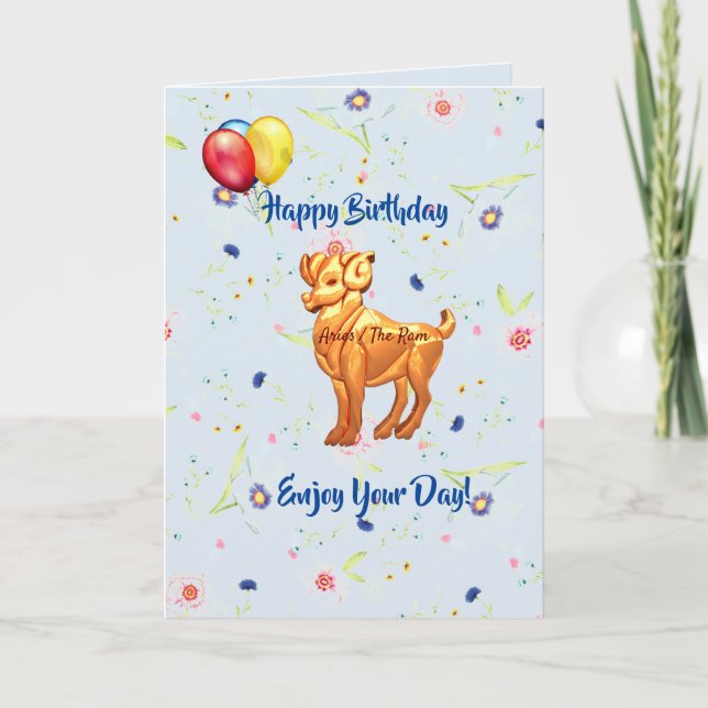 Aries Birthday (March 21 – April 19)  Card (Front)