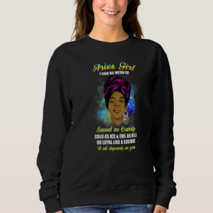 Aries Black Afro Girl Zodiac Horoscope March April Sweatshirt