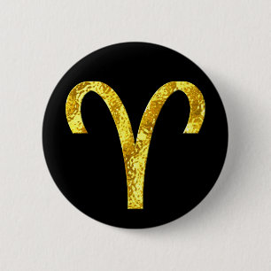 Aries Black Gold 6 Cm Round Badge