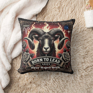 Aries “Born to Lead” Throw Pillow
