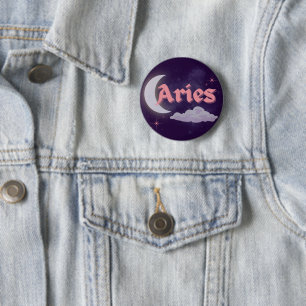 Aries Celestial Aesthetic Moon Cloud Stars Design 6 Cm Round Badge