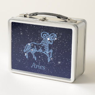 Aries Constellation and Zodiac Sign with Stars Metal Lunch Box