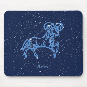 Aries Constellation and Zodiac Sign with Stars Mouse Pad