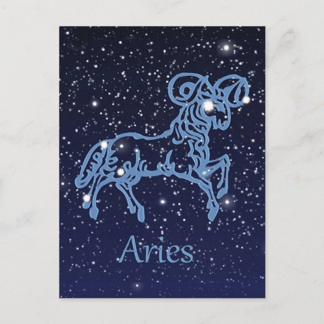 Aries Constellation and Zodiac Sign with Stars Postcard (Front)