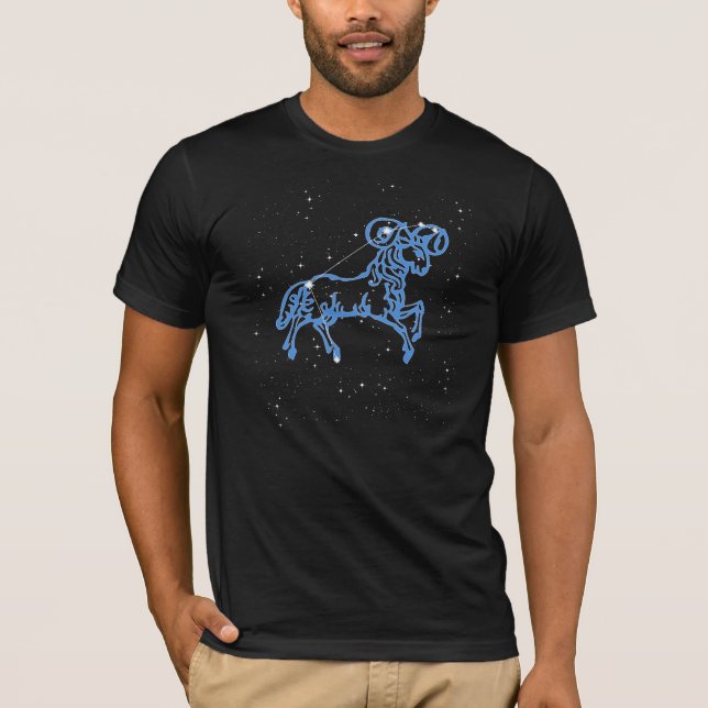 Aries Constellation and Zodiac Sign with Stars T-Shirt (Front)