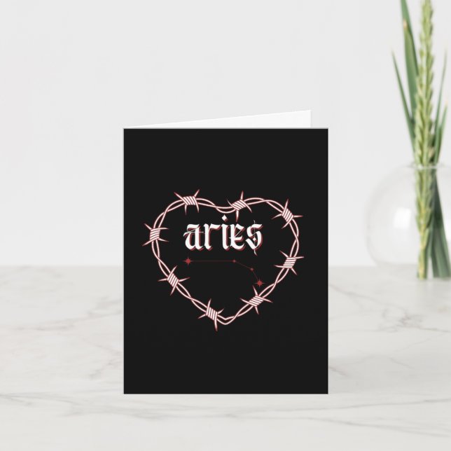 Aries Constellation Gothic Edgy Celestial Birthday Card (Front)