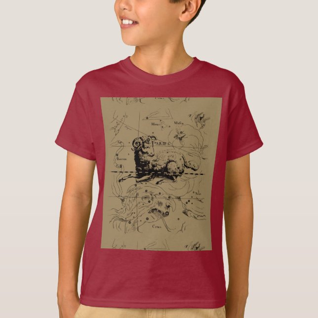 Aries Constellation Map Hevelius circa 1690 T-Shirt (Front)