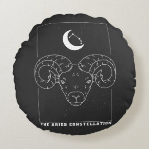 ARIES CONSTELLLATION ZODIAC SIGN ROUND CUSHION