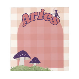 Aries Cottagecore Whimsical Fairy Mushroom Design Notepad