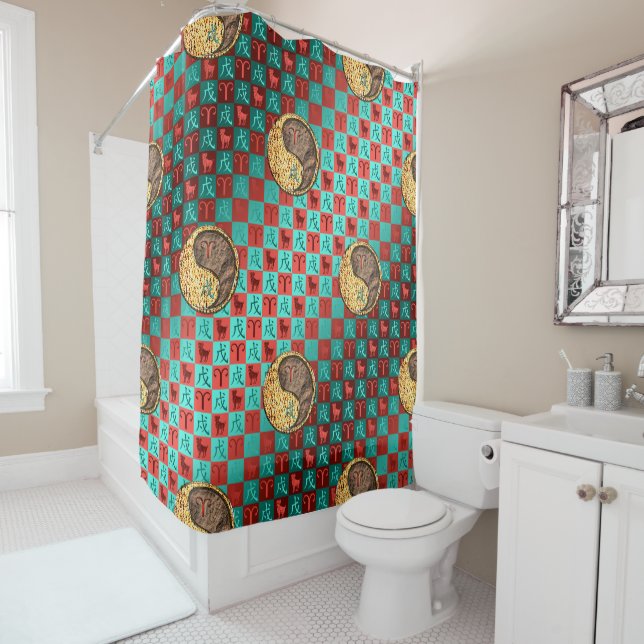 Aries & Earth Dog Shower Curtain (In Situ)