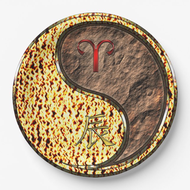 Aries & Earth Dragon Paper Plate (Front)