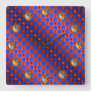 Aries & Earth Ox Square Wall Clock