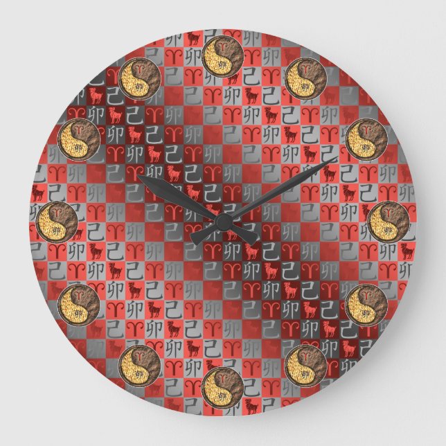 Aries & Earth Rabbit Large Clock (Front)
