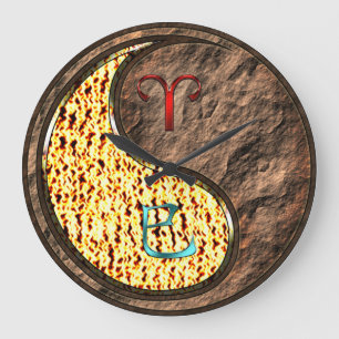 Aries & Earth Snake Large Clock