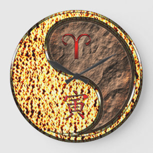 Aries & Earth Tiger Large Clock