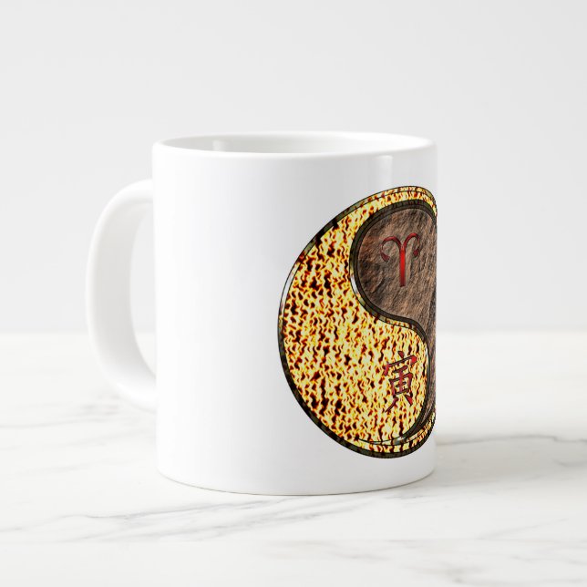 Aries & Earth Tiger Large Coffee Mug (Front Left)