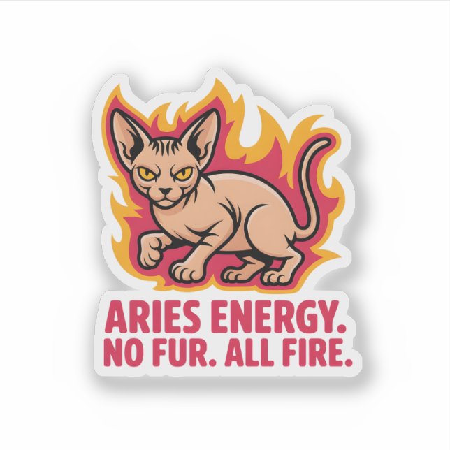 Aries Energy Sphynx Cat Fire Illustration (Front)