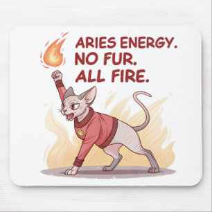 Aries Energy Sphynx Cat No Fur All Fire Art Mouse Pad