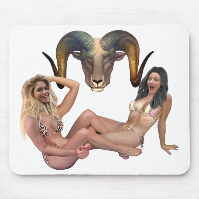 ARIES FEMALE TICKLE WRESTLING MOUSE PAD (Front)