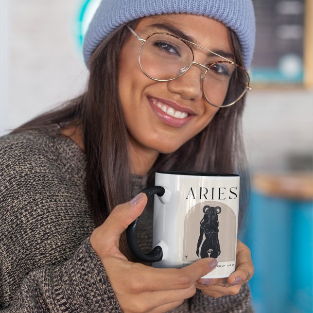 Aries Feminine Brown Black Zodiac 15 0z Mug (Creator Uploaded)