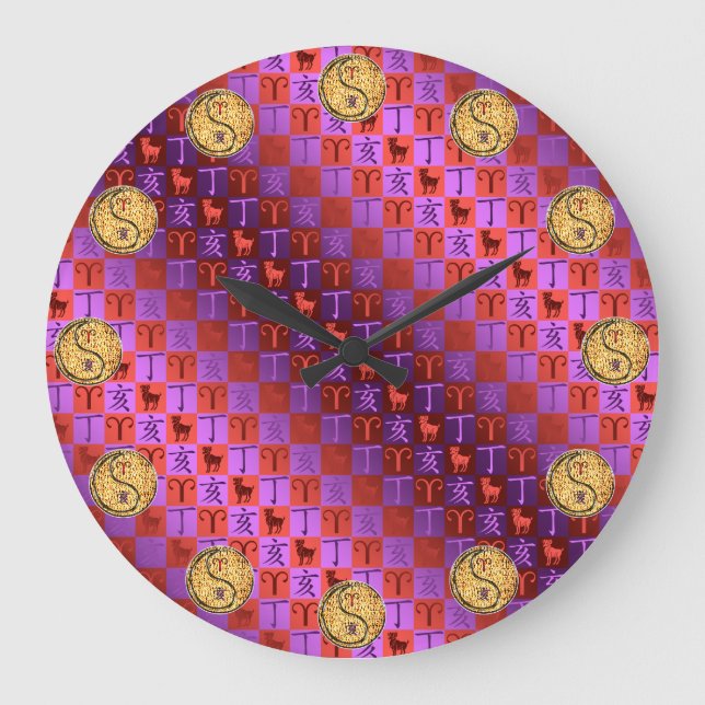 Aries & Fire Boar Large Clock (Front)