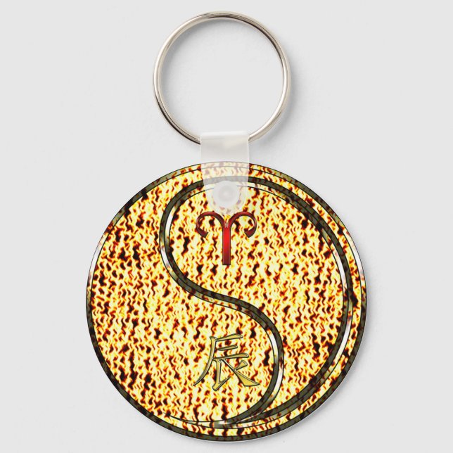 Aries & Fire Dragon Key Ring (Front)