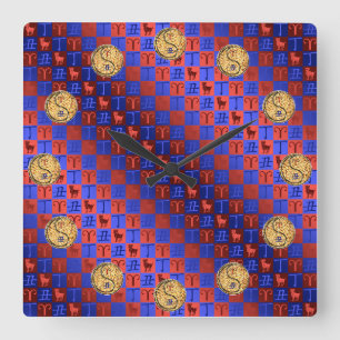 Aries & Fire Ox Square Wall Clock