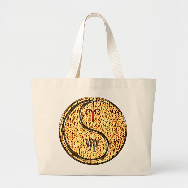 Aries & Fire Rabbit Large Tote Bag (Front)