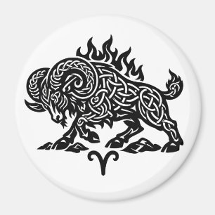 Aries Fire‑Ram – Celtic Haunted Ink Zodiac Magnet