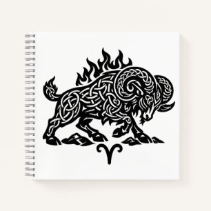 Aries Fire‑Ram – Celtic Haunted Ink Zodiac Notebook