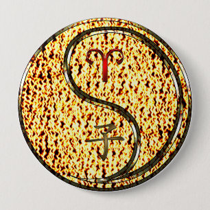 Aries & Fire Rat 10 Cm Round Badge
