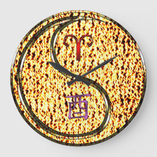 Aries & Fire Rooster Large Clock