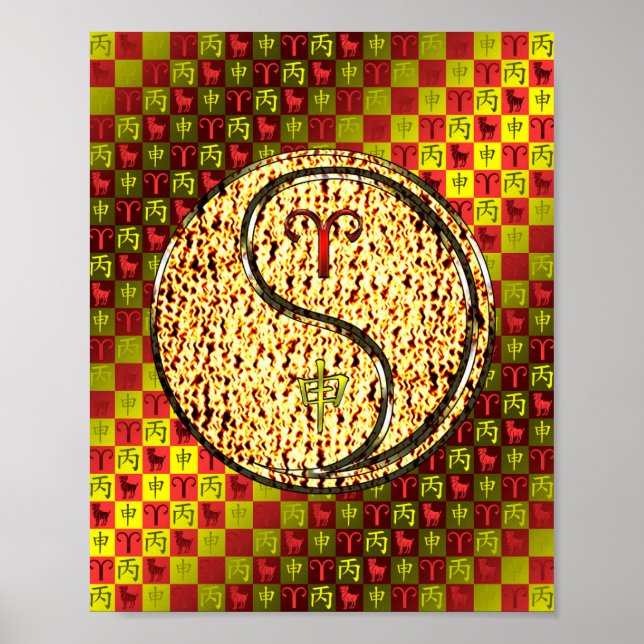 Aries & Fire Rooster Poster (Front)