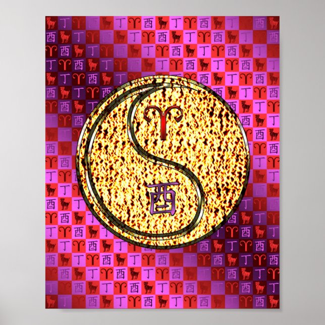 Aries & Fire Rooster Poster (Front)