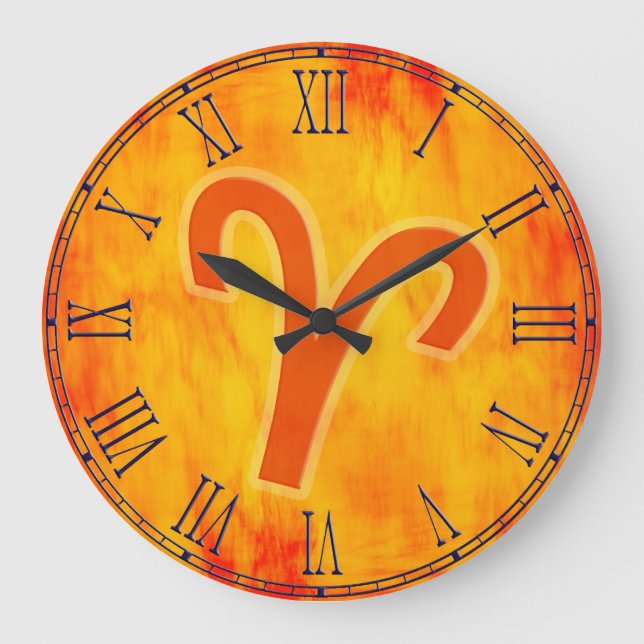 Aries fire sign zodiac wall clock (Front)