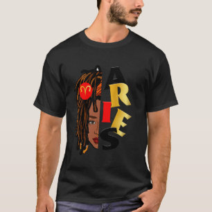 Aries Girl Afro Locs Girl Zodiac Astrology Signs B T-Shirt