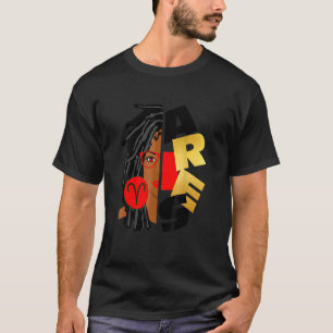 Aries Girl Afro Locs Girl Zodiac Signs Birthday 1 T-Shirt