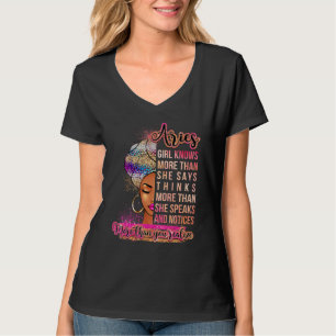 Aries Girl Afro Melanin Queen Birthday For Black T-Shirt