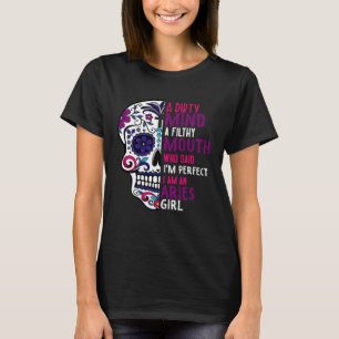 Aries GIrl Dia De Los Muertos Mexican Sugar Skull  T-Shirt